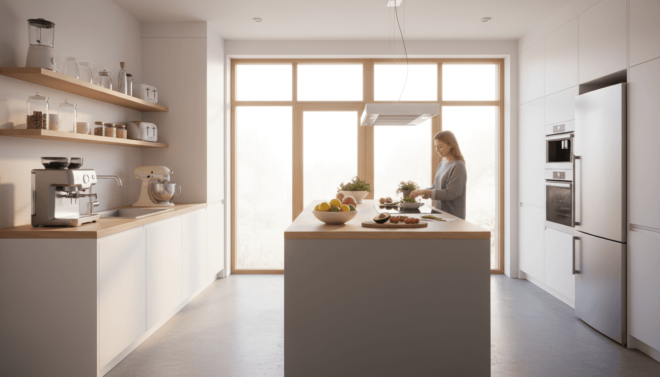 Modern air fryer on a kitchen counter