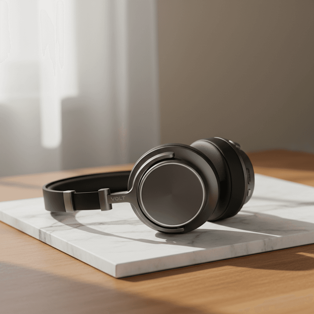 Wireless noise cancelling headphones on clean background